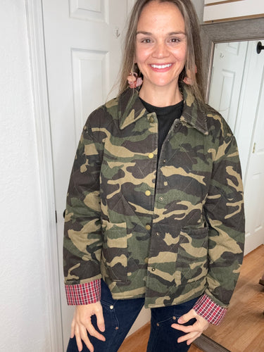 Cam Camouflage Quilted Denim Jacket- Anniewear