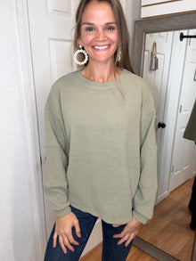 Zara Textured Sweatshirt Sage- Tres Bien