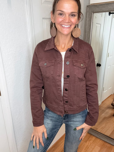 BRINLEY DENIM JACKET CHOCOLATE BROWN - RISEN