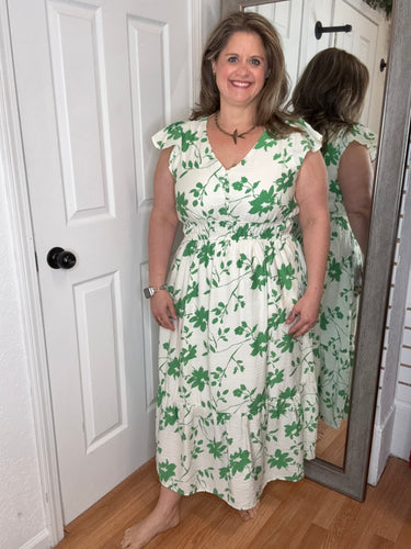 Garland Midi Dress Green- Anniewear