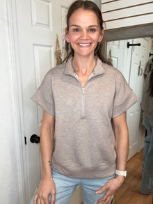 Lessa Marshmallow Quarter Zip Top - Rae Mode