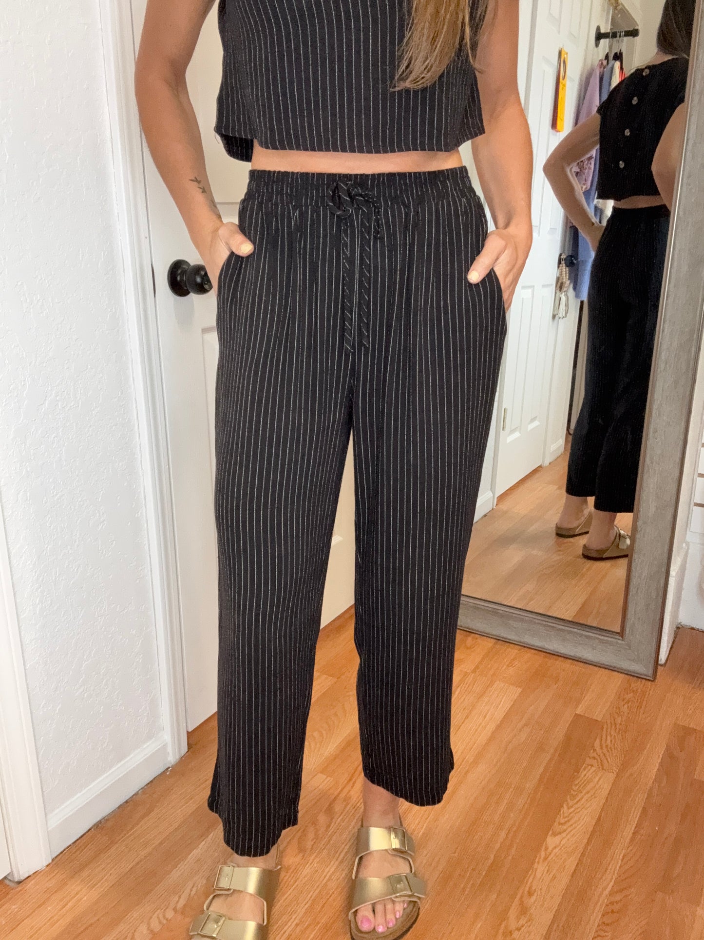 VESPER CROP TOP AND PANT SET - BLACK -BLU PEPPER