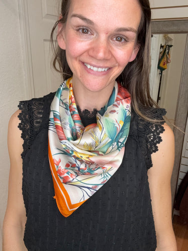 Floral Garden Print Bandana Summer Scarf