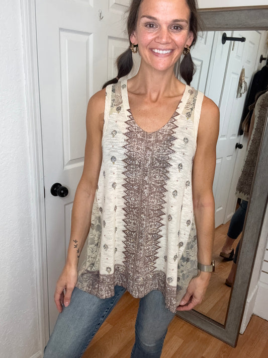 VICTORIA LACE AND RHINESTONE SWEATER TANK TOP - VOCAL