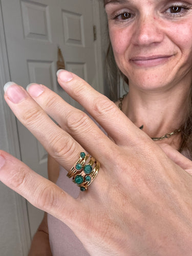 Lydia Ring Green Malachite - Dylan Jewelry