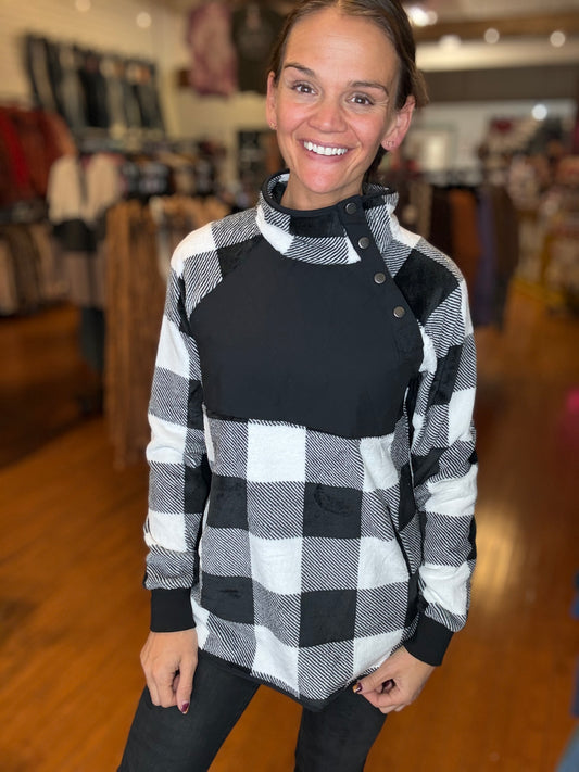 Alana - Fleece Plaid Pullover