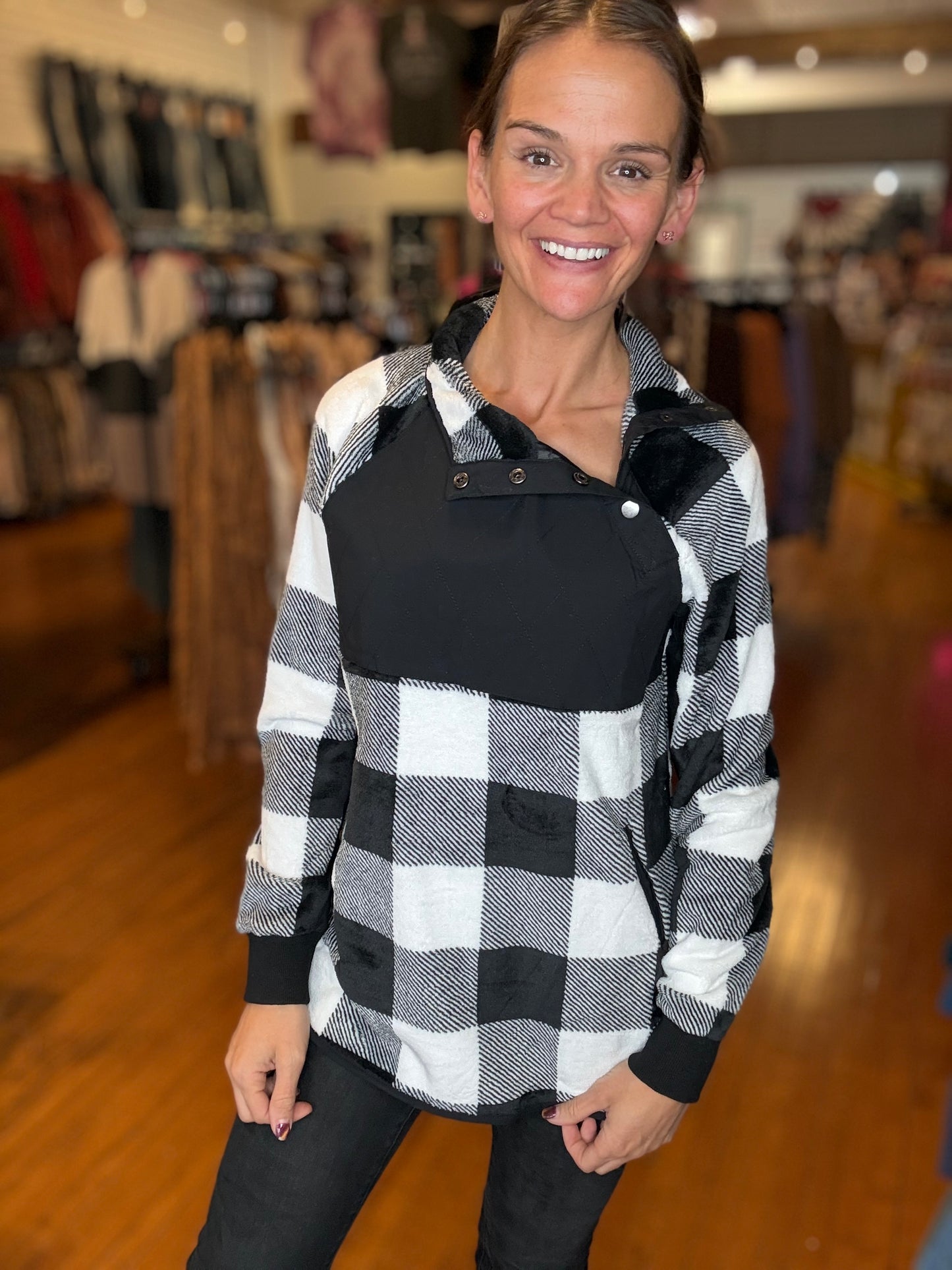 Alana - Fleece Plaid Pullover