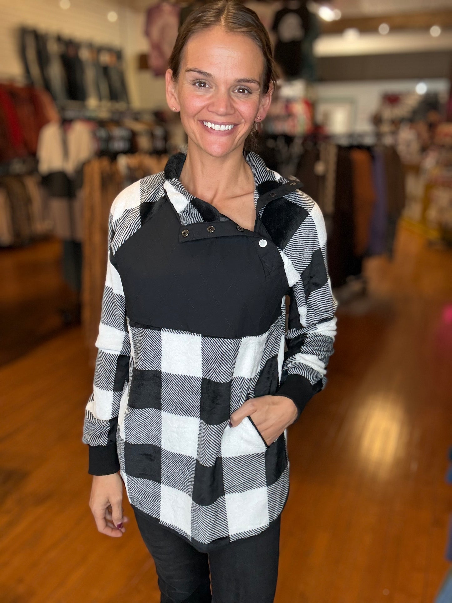 Alana - Fleece Plaid Pullover