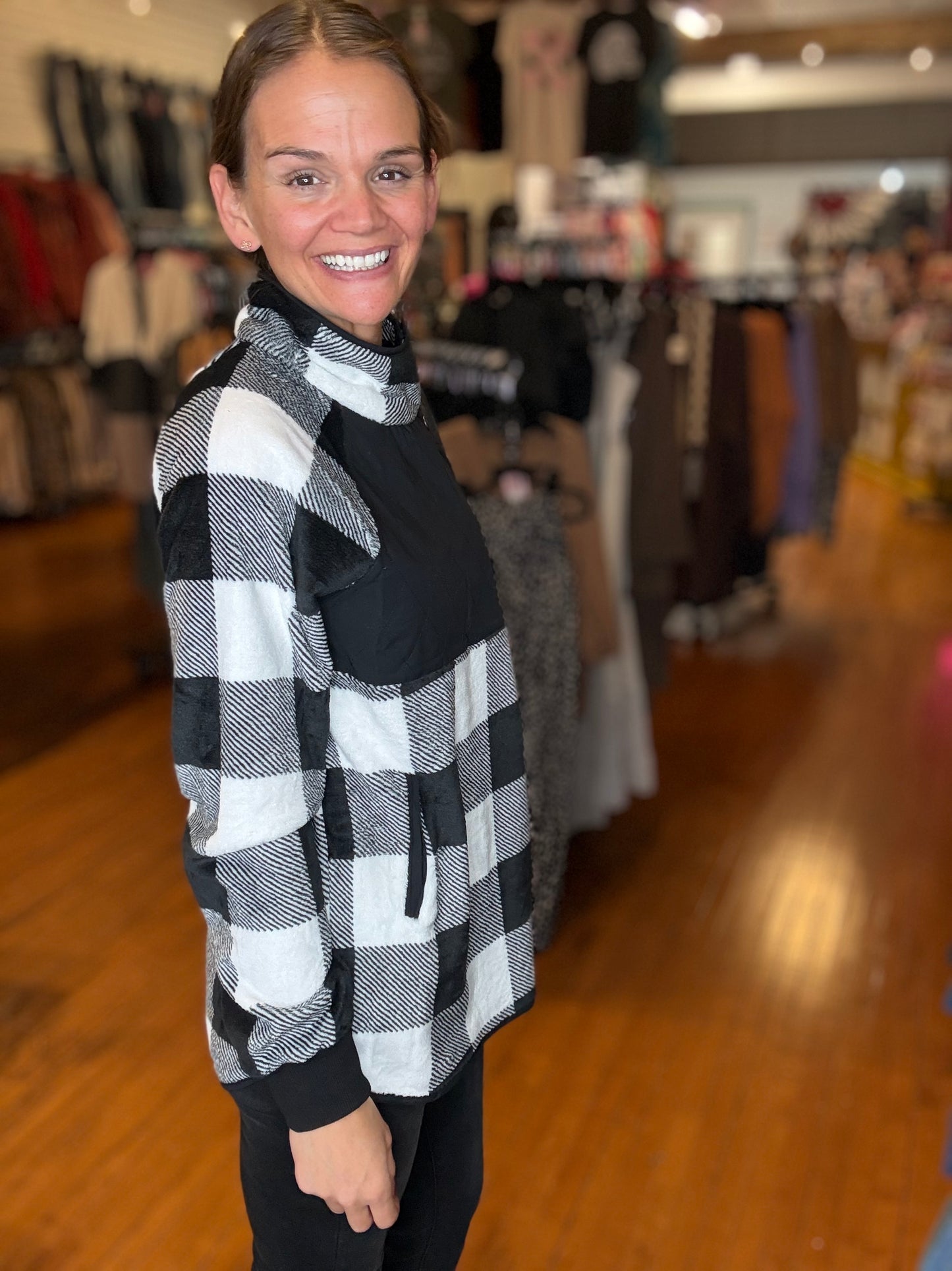 Alana - Fleece Plaid Pullover