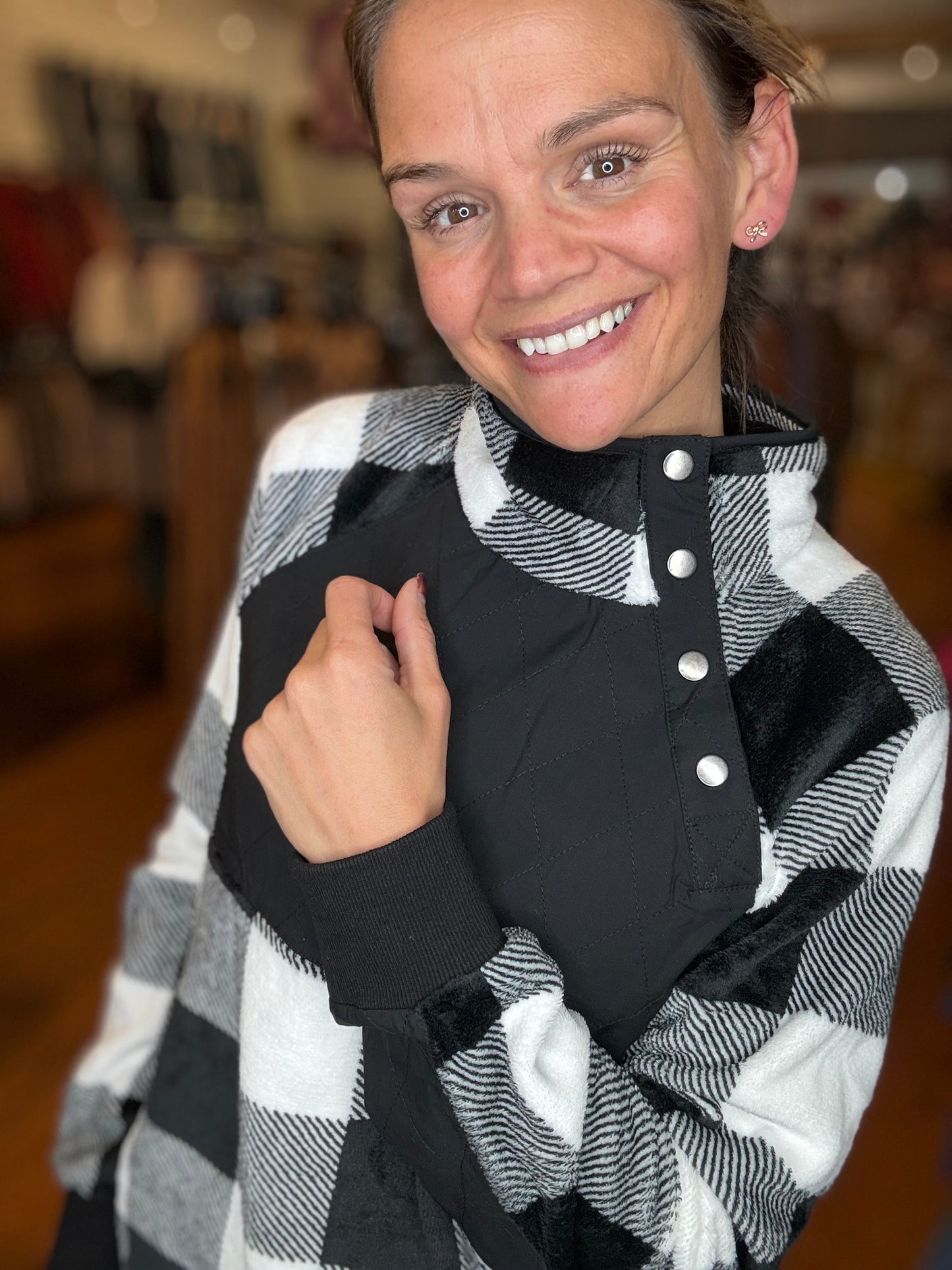 Alana - Fleece Plaid Pullover