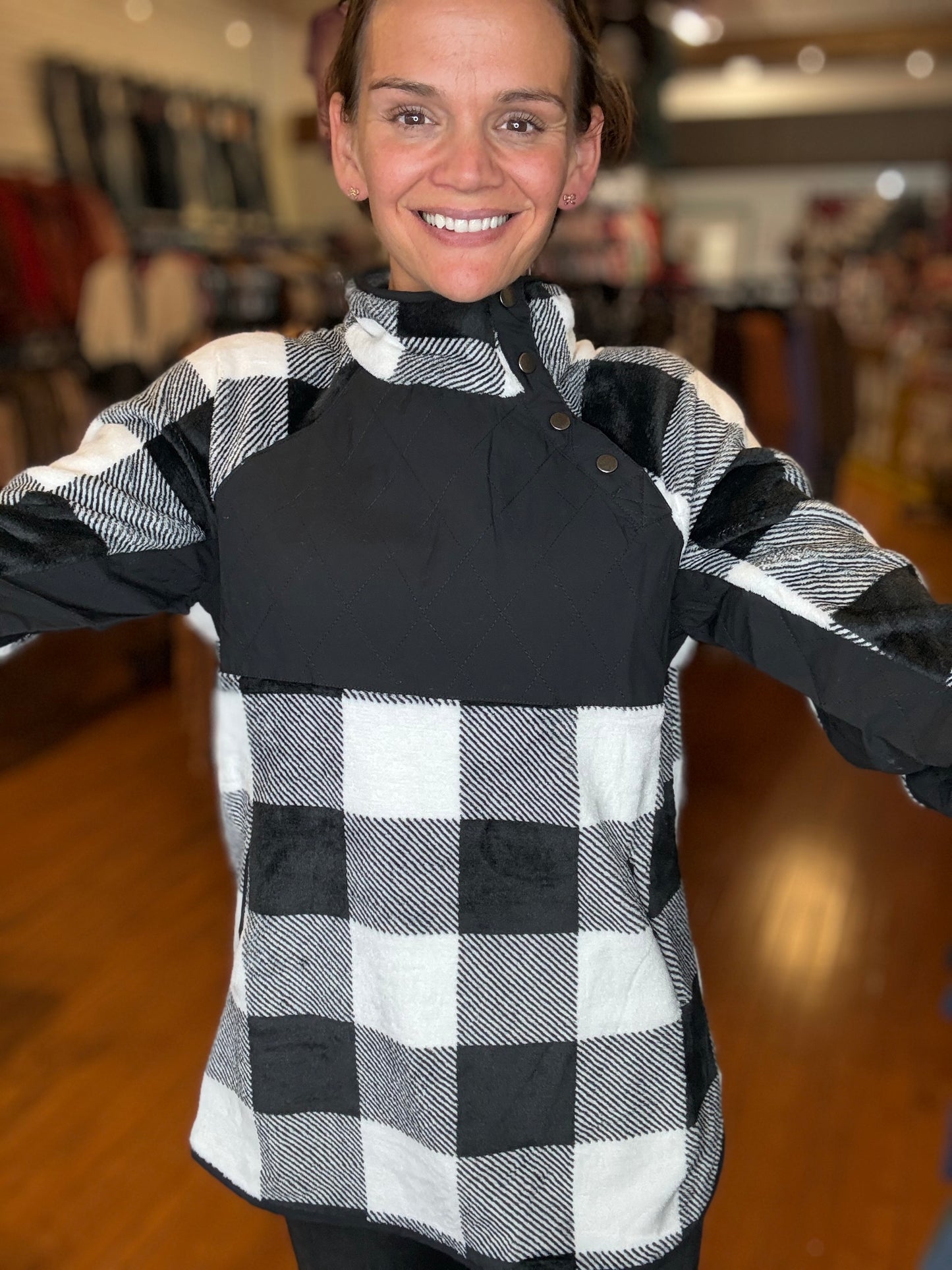 Alana - Fleece Plaid Pullover