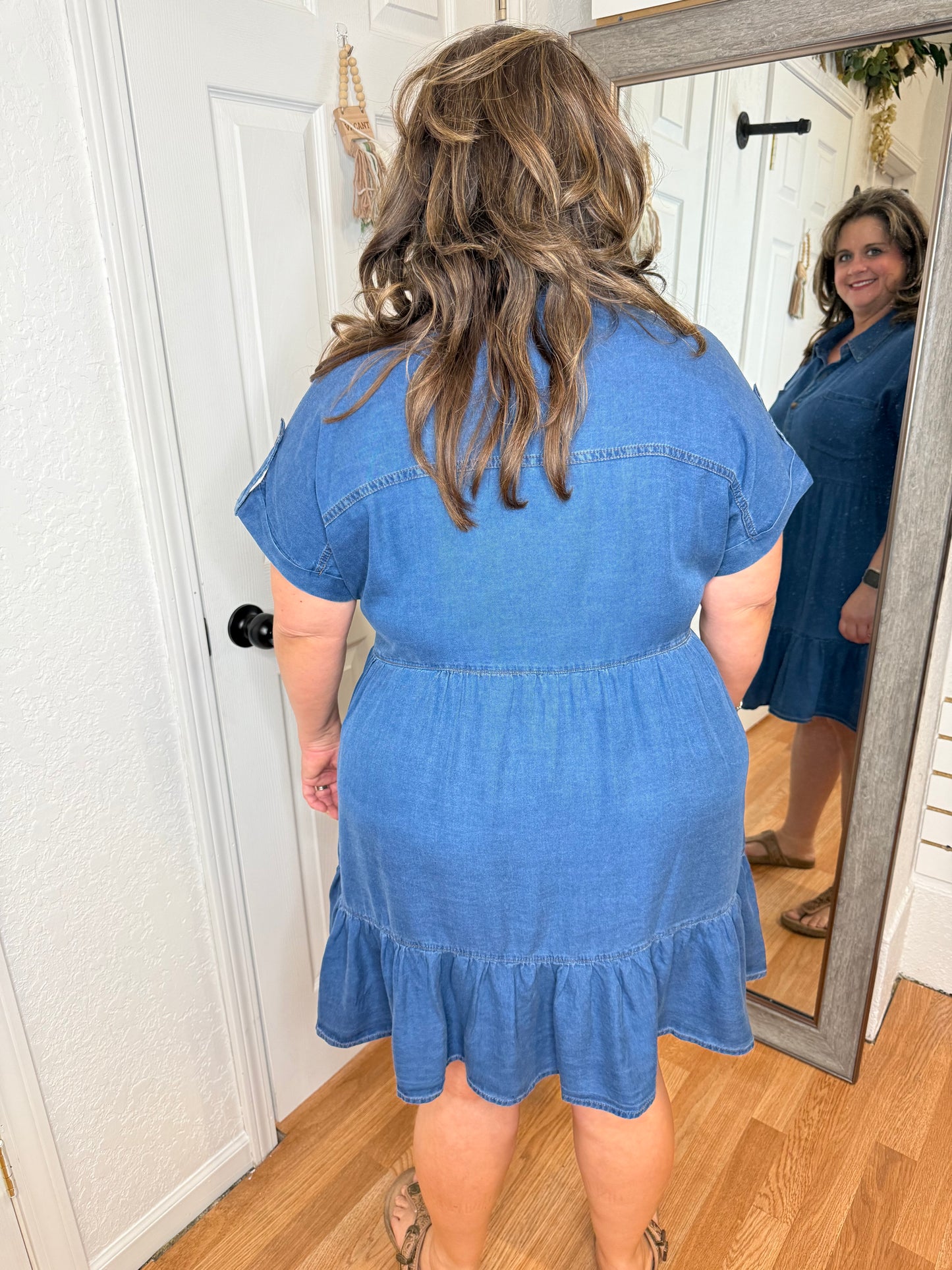 BELLA CHAMBRAY COLLARED MINI DRESS - BLU PEPPER
