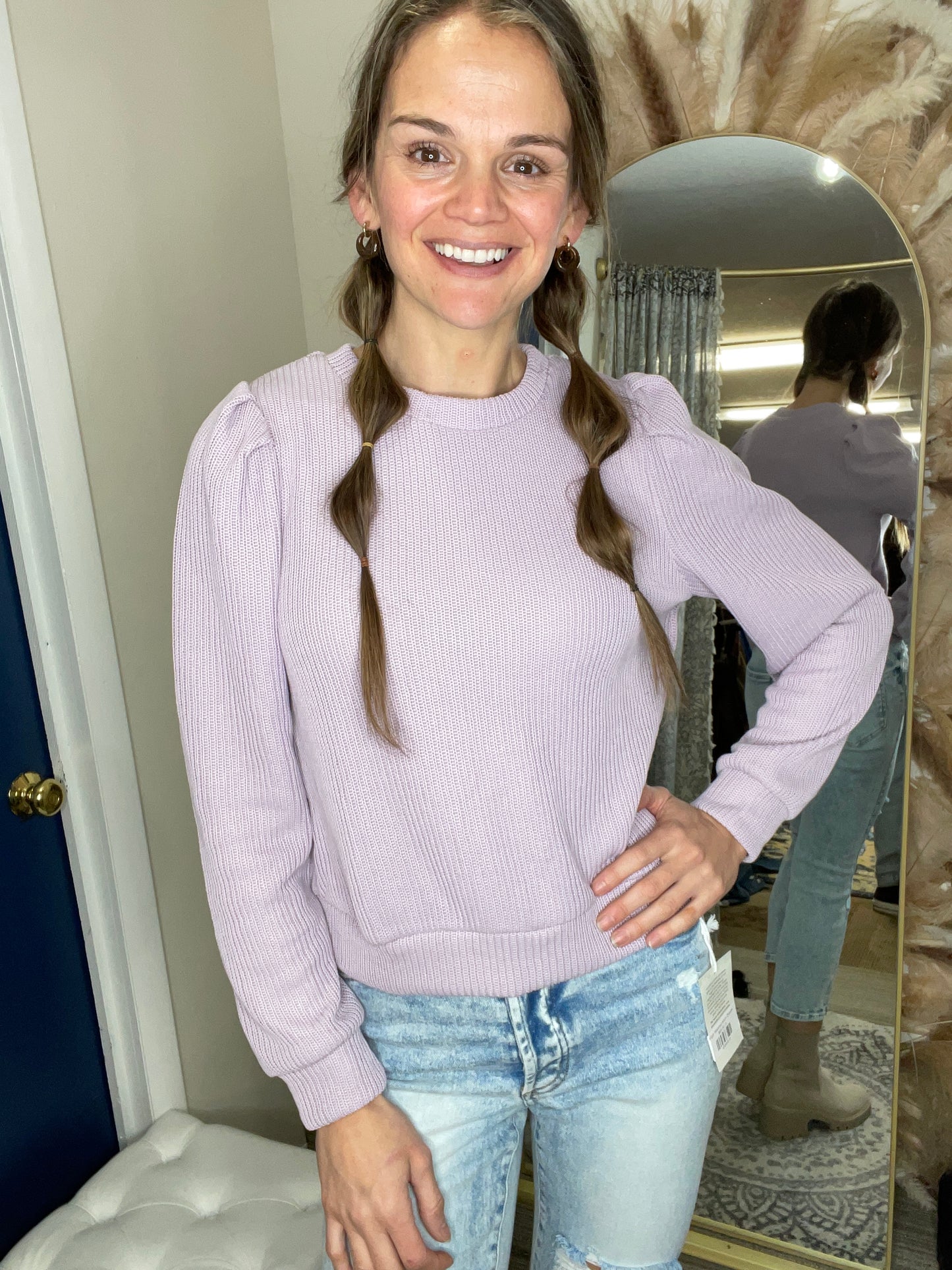 Ribbed Knit Top- Lavender