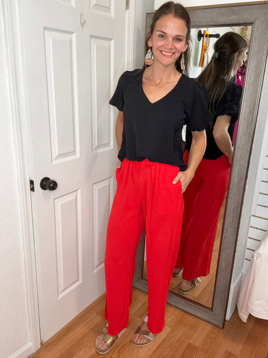 FIRECRACKER RELAXED LEG PANTS - RED - MITTOSHOP