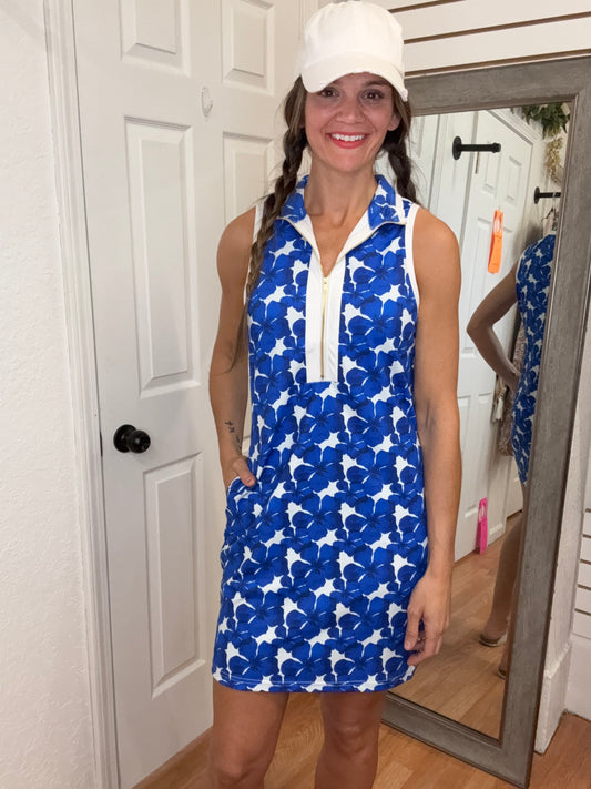ZIPPIDY EVERYDAY ZIPPER DRESS BLUE FLORAL - JESS LEA