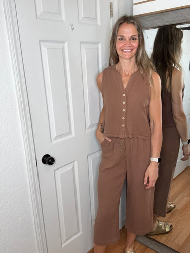 Belinda Top and Pants Set (Sold Separate) Brown- Cozy Co