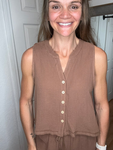 Belinda Top and Pants Set (Sold Separate) Brown- Cozy Co