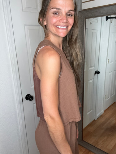 Belinda Top and Pants Set (Sold Separate) Brown- Cozy Co