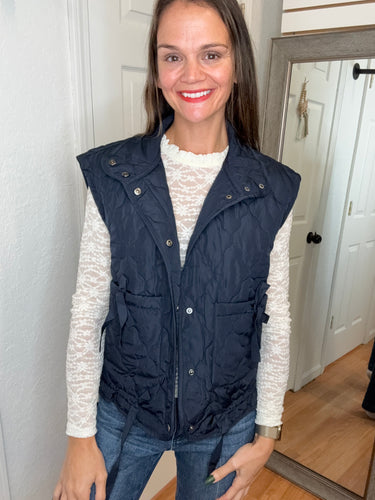 KELSEY QUILTED PUFFER VEST NAVY- BLU PEPPER