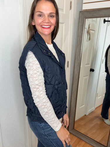 KELSEY QUILTED PUFFER VEST NAVY- BLU PEPPER