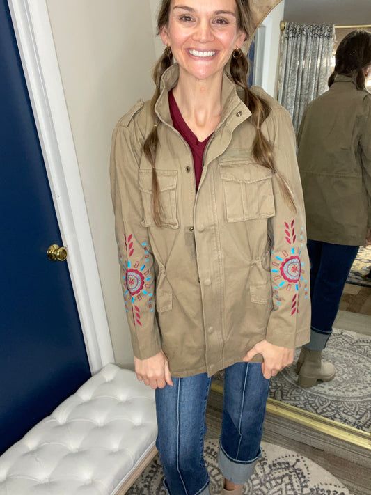Embroidered Cargo Jacket