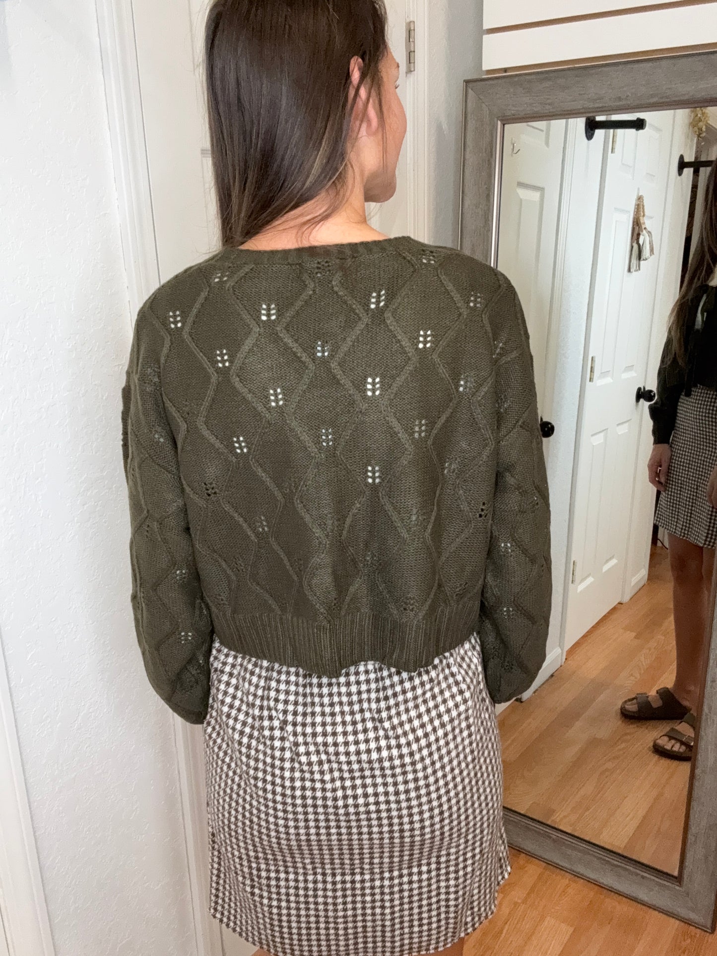 WREN TIE FRONT CARDIGAN OLIVE - MIKAROSE