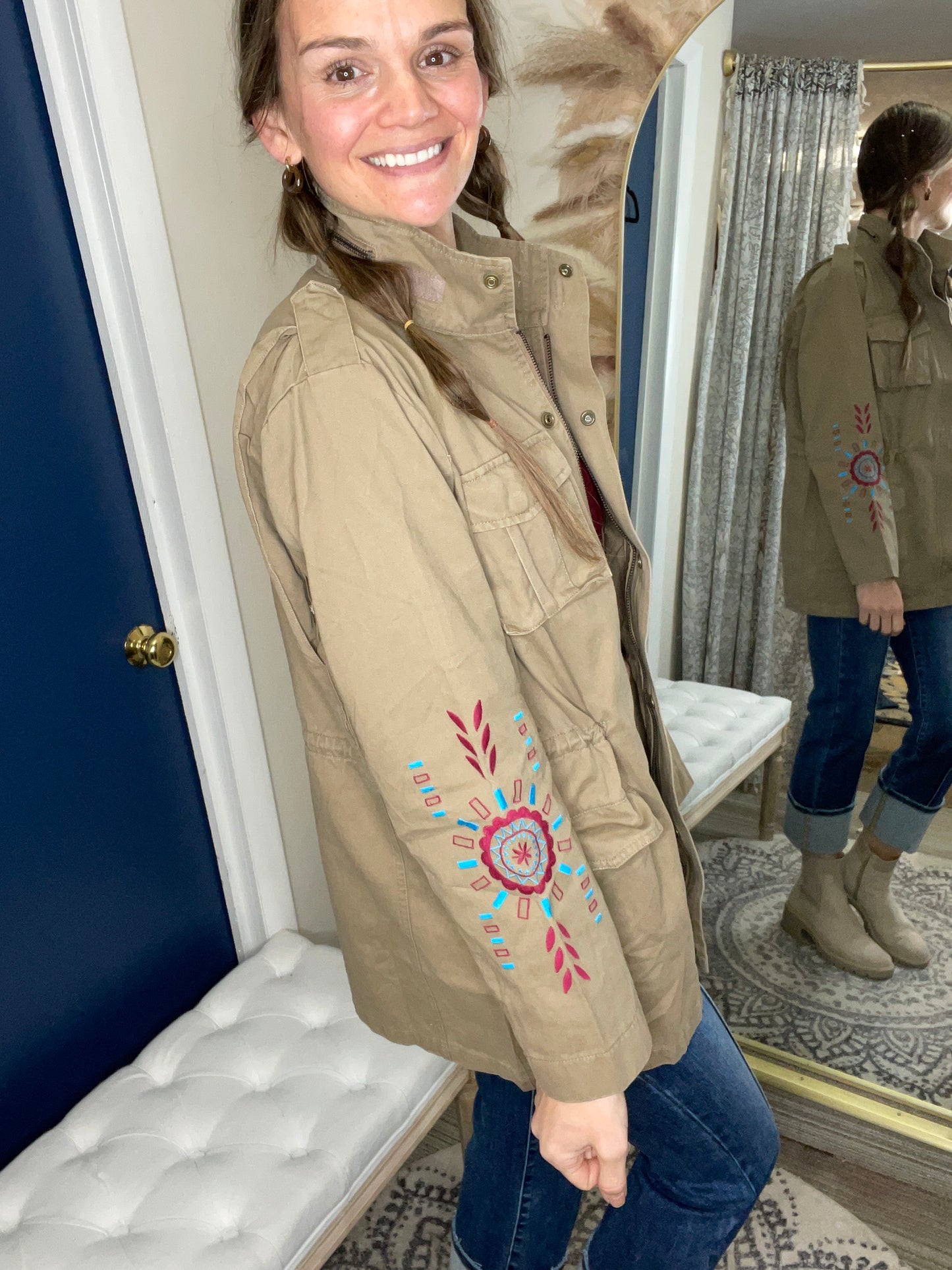 Embroidered Cargo Jacket