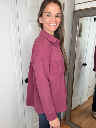Zella Button Down Shacket Magenta - Staccato