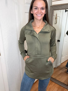 MIA SKUBA HALFZIP PULLOVER OLIVE- MICHELLE MAE