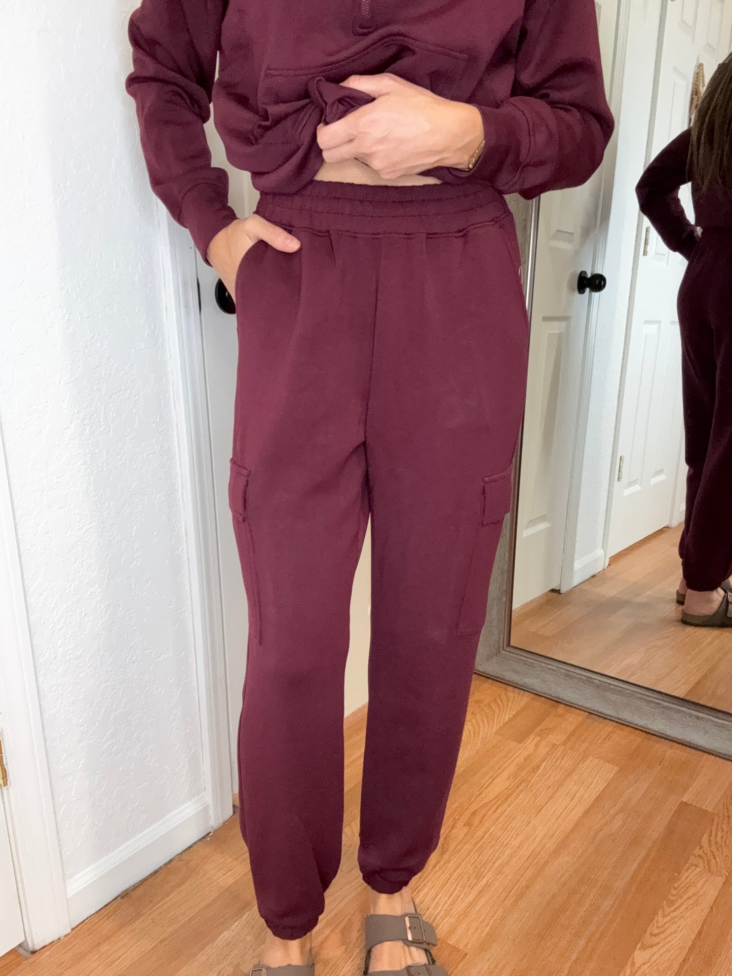 PARKER JOGGER CARGO POCKET SWEATPANTS WINE - RAE MODE