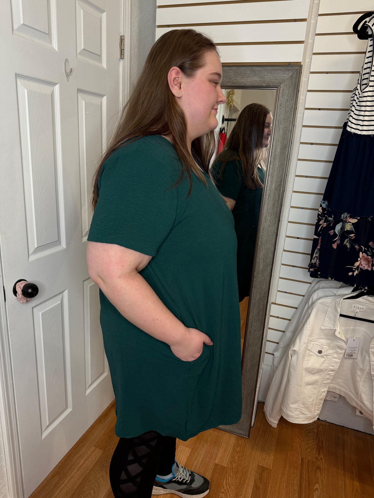 MILEY SHIFT DRESS - SPRUCE GREEN - MITTOSHOP