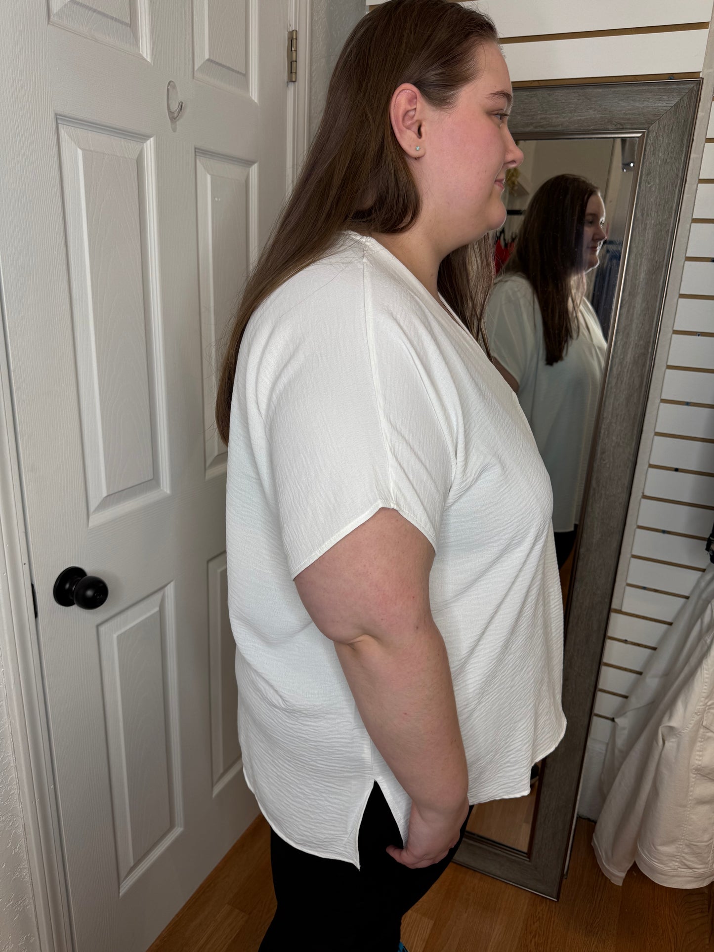 MARIE SHORT SLEEVE BLOUSE TOP - IVORY - MITTOSHOP