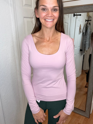 JULIE LONG SLEEVE BUTTER TOP MAUVE PEONY -RAE MODE