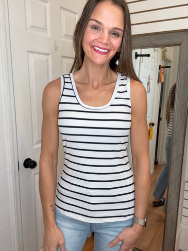 SAM - STRIPED SLEEVELESS TOP- IVORY - STACCATO