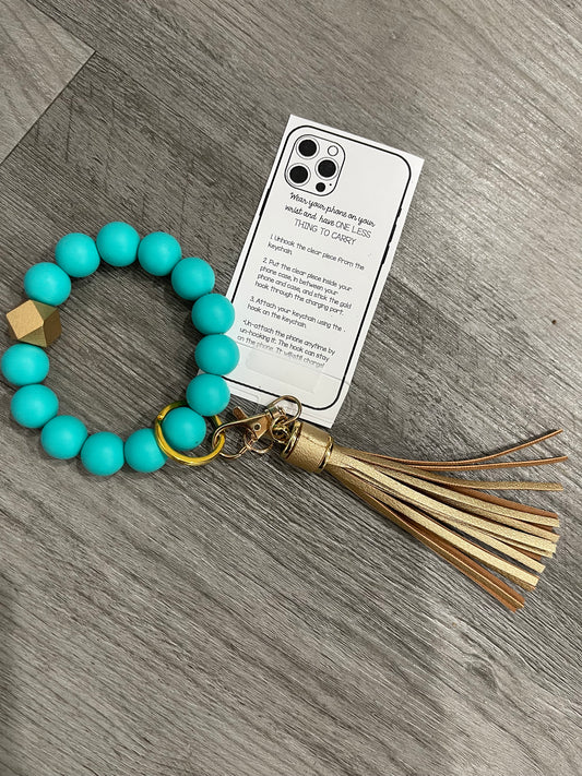 Phone Wristband Keychain Turquoise