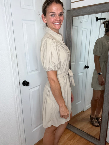 Cori Corded Dress Oat- Anniewear