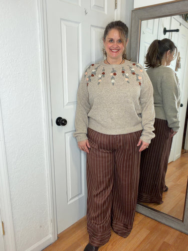 Bonnie Pinstripe Pants Brown- Skies Are Blue