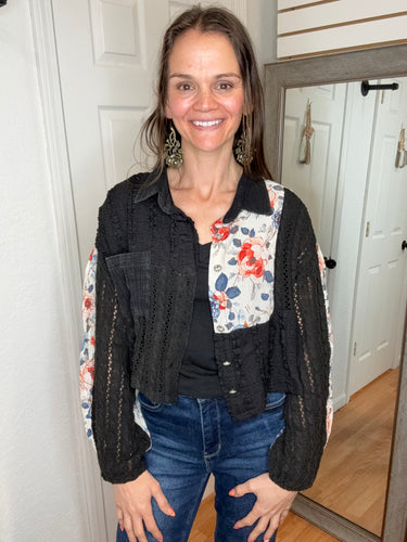 Ava Button Down Cropped Layering Top- POL