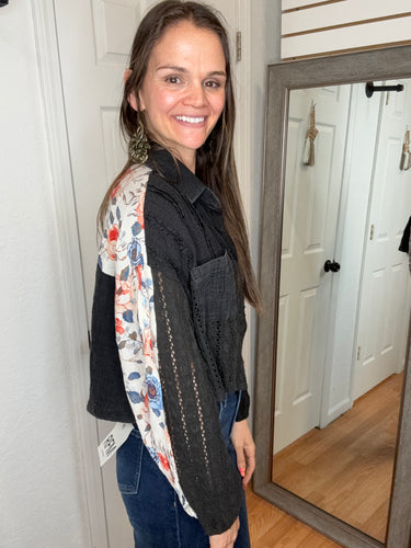Ava Button Down Cropped Layering Top- POL