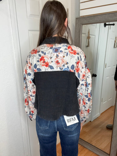 Ava Button Down Cropped Layering Top- POL