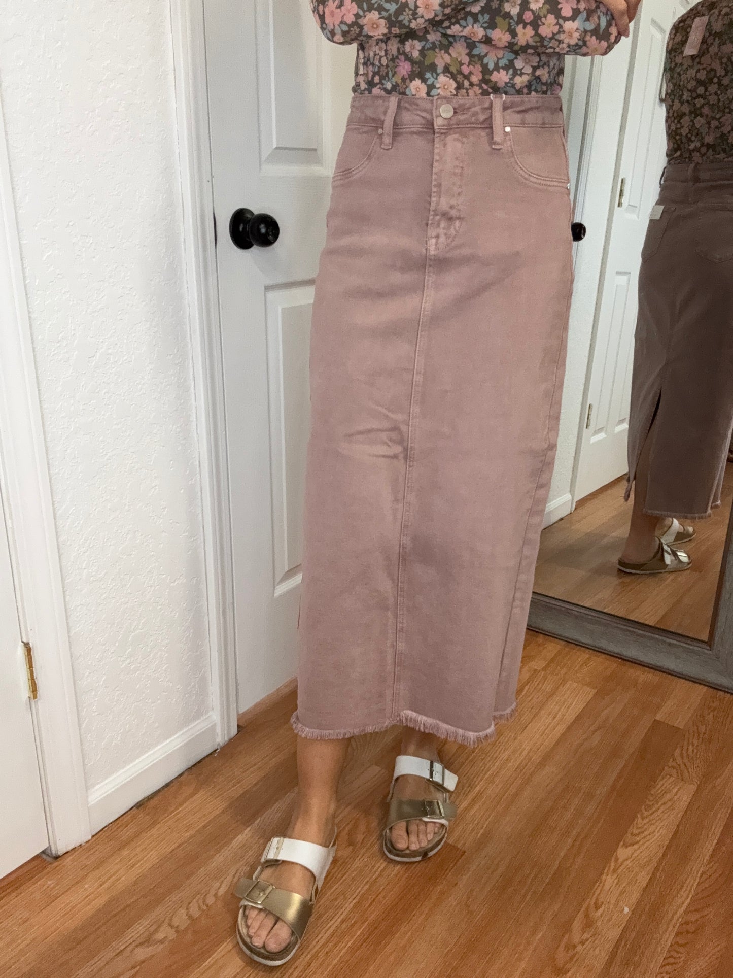 ROSEWOOD DENIM SKIRT MAUVE - RISEN