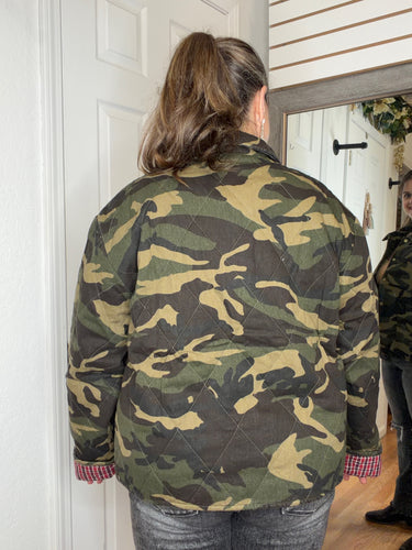 Cam Camouflage Quilted Denim Jacket- Anniewear