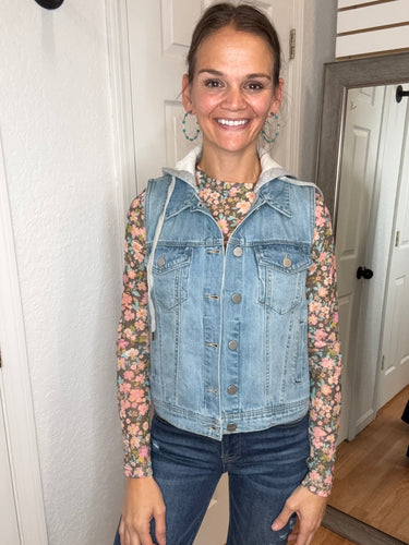 SAFFIRA HOODED DENIM VEST - RISEN