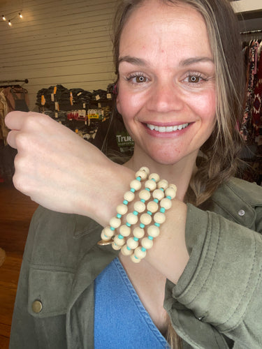 Natural Wood Beaded Stack