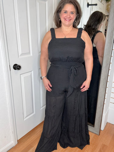 Batiste Tiered Jumpsuit Black- Jade By Jane