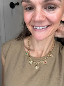 FLOWER GEM CHARM NECKLACE- DYLAN