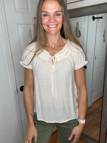 Beverley Short Sleeve Top Ivory - Blu Pepper