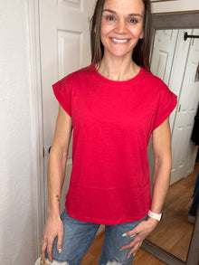 Meisha Short Sleeve Top Red Zenana