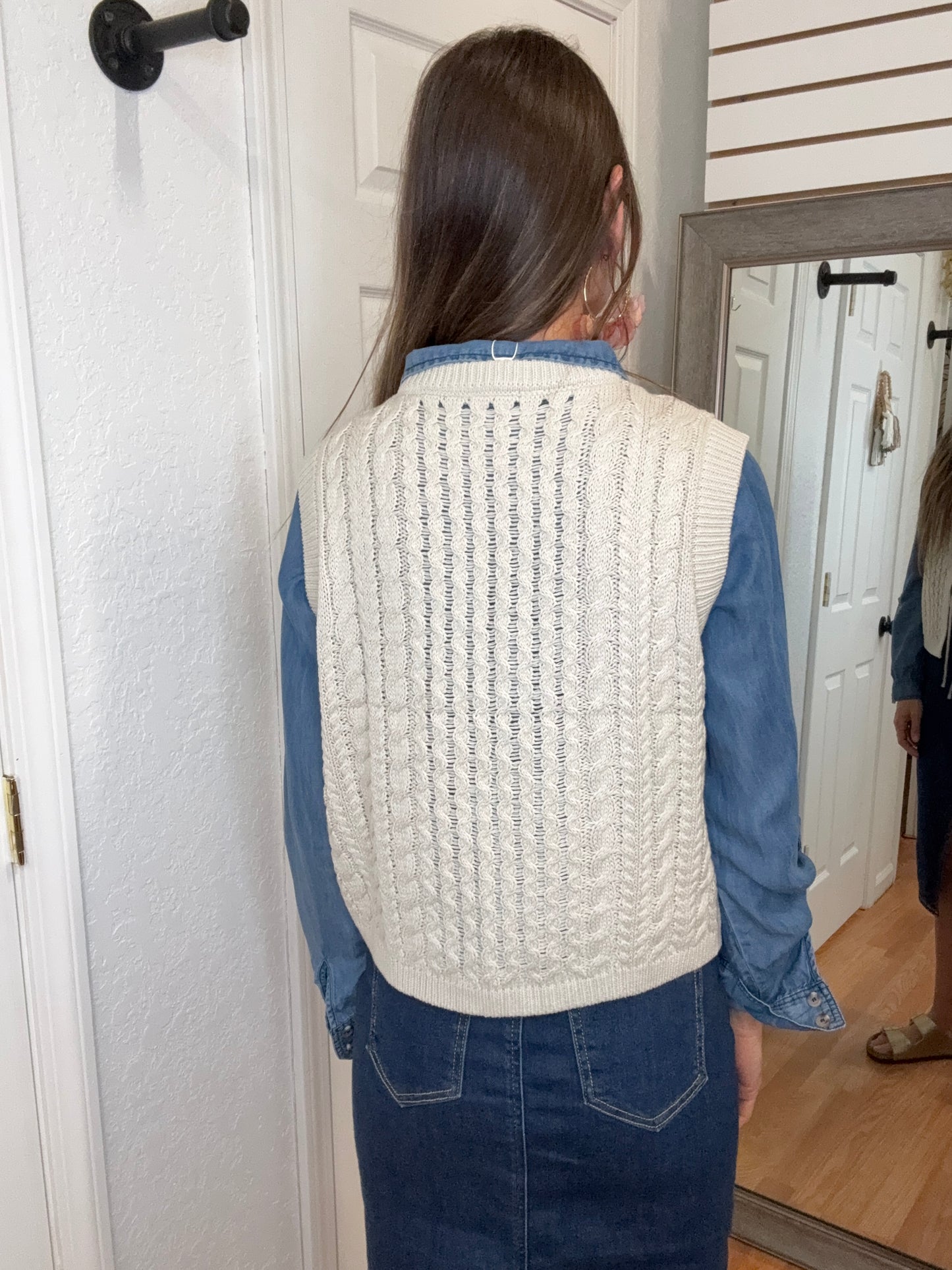 ZEPHYR TIE FRONT KNIT SWEATER VEST OAT - ODDI