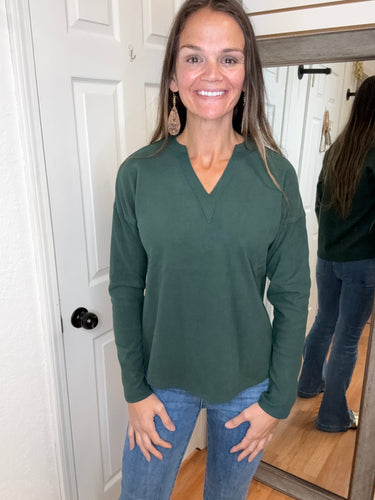 HELGA V-NECK SWEATER TOP HUNTER GREEN -STACCATO